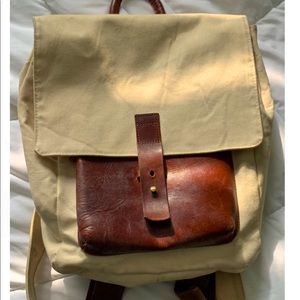Vintage canvas and leather backpack